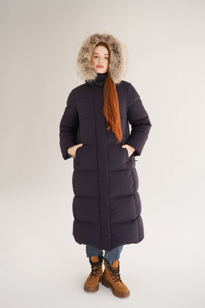 Пальто пуховое Рукка SkyStretch Goose (Женский; 46; Темно-Синий без*Меха)